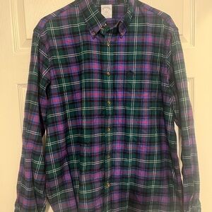 Brooks Brothers Green and Purple Flannel